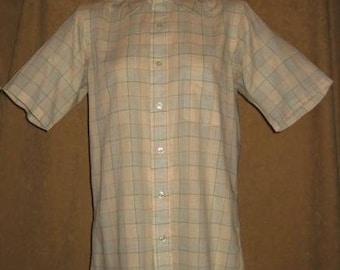 Vintage 50s Men's Button Down Plaid Shirt S