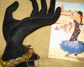 Vintage 70s Damascene Bracelet & 60s Spanish Dancer Postcard