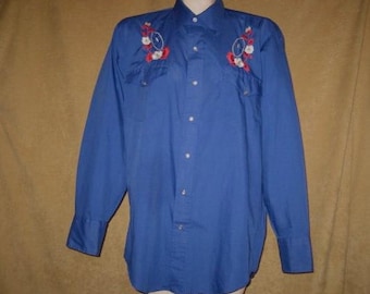Vintage 70s Western Shirt Embroidery 45"