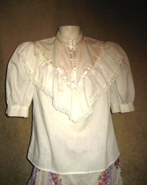 Vintage 70s Blouse by Hocus Pocus Prairie - Victorian Style 36"