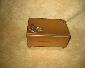 Vintage 60s Miniature Brass Jewelry Box