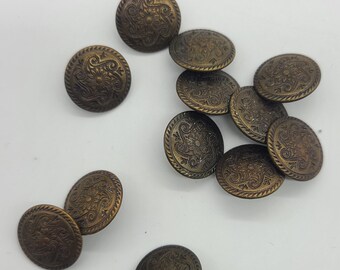 12 Metal Vintage Buttons