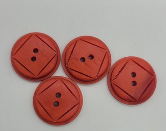 4 Red Vintage Buttons