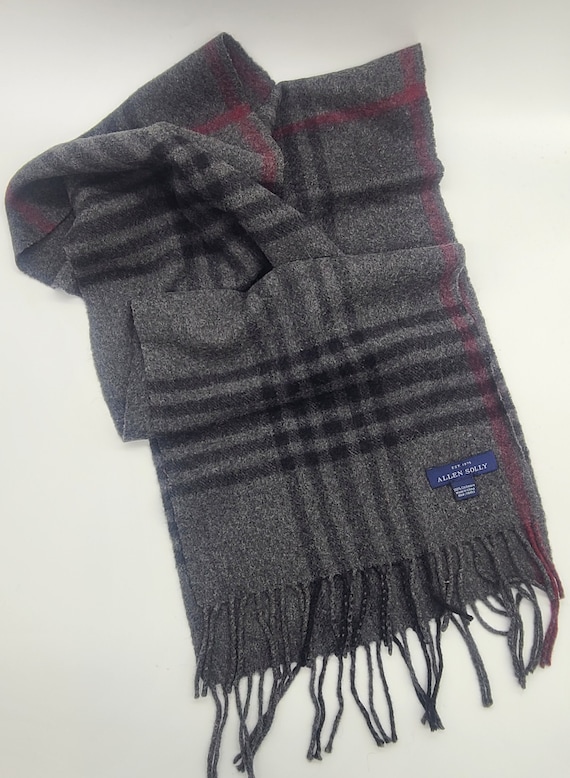 Vintage Black, Grey and Burgundy Cashmere Scarf