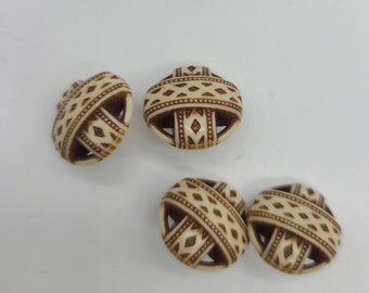 4 Cream and Tan Vintage Buttons