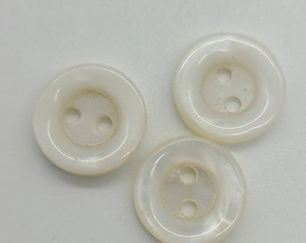 3 White Vintage Buttons