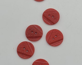 6 Vintage Red Buttons