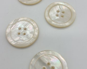 4 Really Big Cream MoP Vintage Buttons