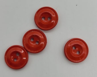 4 Red Vintage Buttons