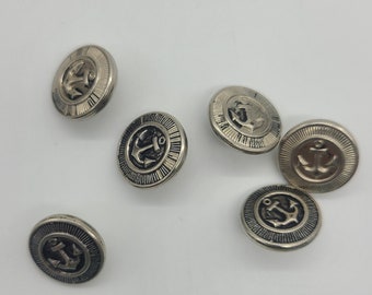 6 Metal Vintage Buttons