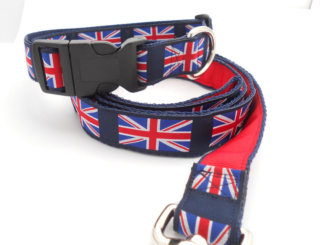 Adjustable Dog Collar Union Jack British Flag Etsy