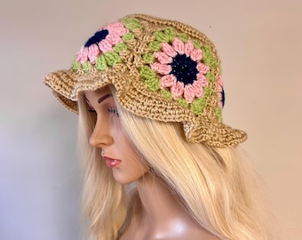 Crochet Flower Bucket Hat