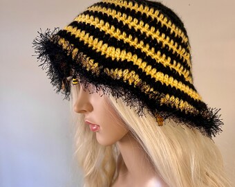 Crochet Bumble Bee Bucket Hat