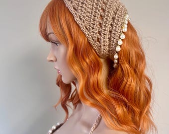 Pearl Trim Crochet Bandana