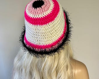 Crochet Evil Eye Bucket Hat