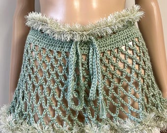 Mesh Eyelash Trim Crochet Skirt