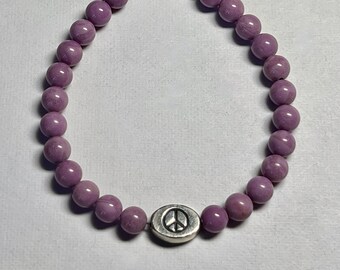 Purple peace bracelet #1 - phosphosiderite & sterling silver: charity donation