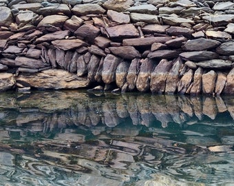 Rocks reflecting on water, Portugal: 5 x 7 photograph CHARITY DONATION