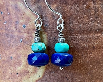 Turquoise, lapis lazuli & sterling silver earrings: CHARITY DONATION
