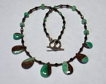 Chrysoprase, Czech glass & gold vermeil necklace: CHARITY DONATION