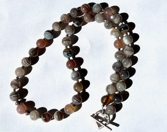 Botswana agate & sterling silver necklace: CHARITY DONATION