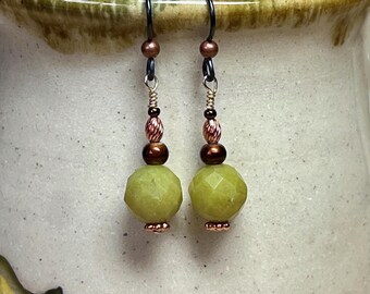 Olive new jade, glass, mixed metals & niobium earrings: CHARITY DONATION
