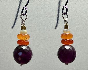 Amethyst and opal earrings: CHARITY DONATION