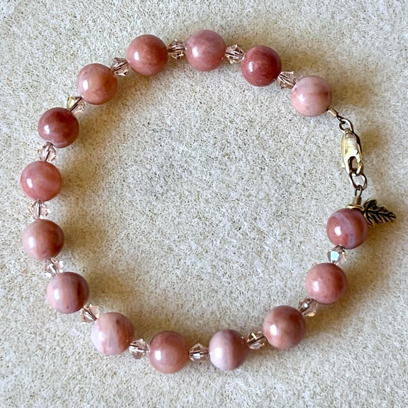 Red aventurine, Swarovski crystal & gold-fill bracelet: CHARITY DONATION image 1