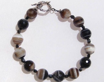 Banded agate and sterling silver bracelet CHARITY DONATION