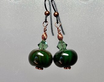 Agate, Swarovski crystal, copper & niobium earrings: CHARITY DONATION