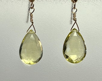 Boucles d'oreilles quartz citron & gold-fill : DON DE CHARITÉ