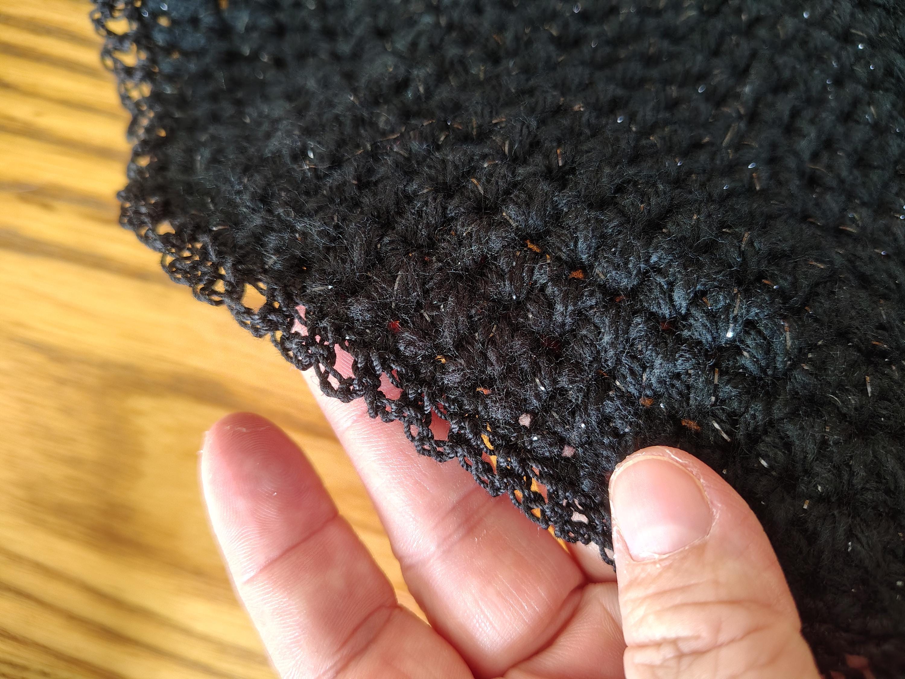 Crochet Black Altar Cloth, Ritual Spell Supplies, Witchcraft Tools - Thumbnail 3