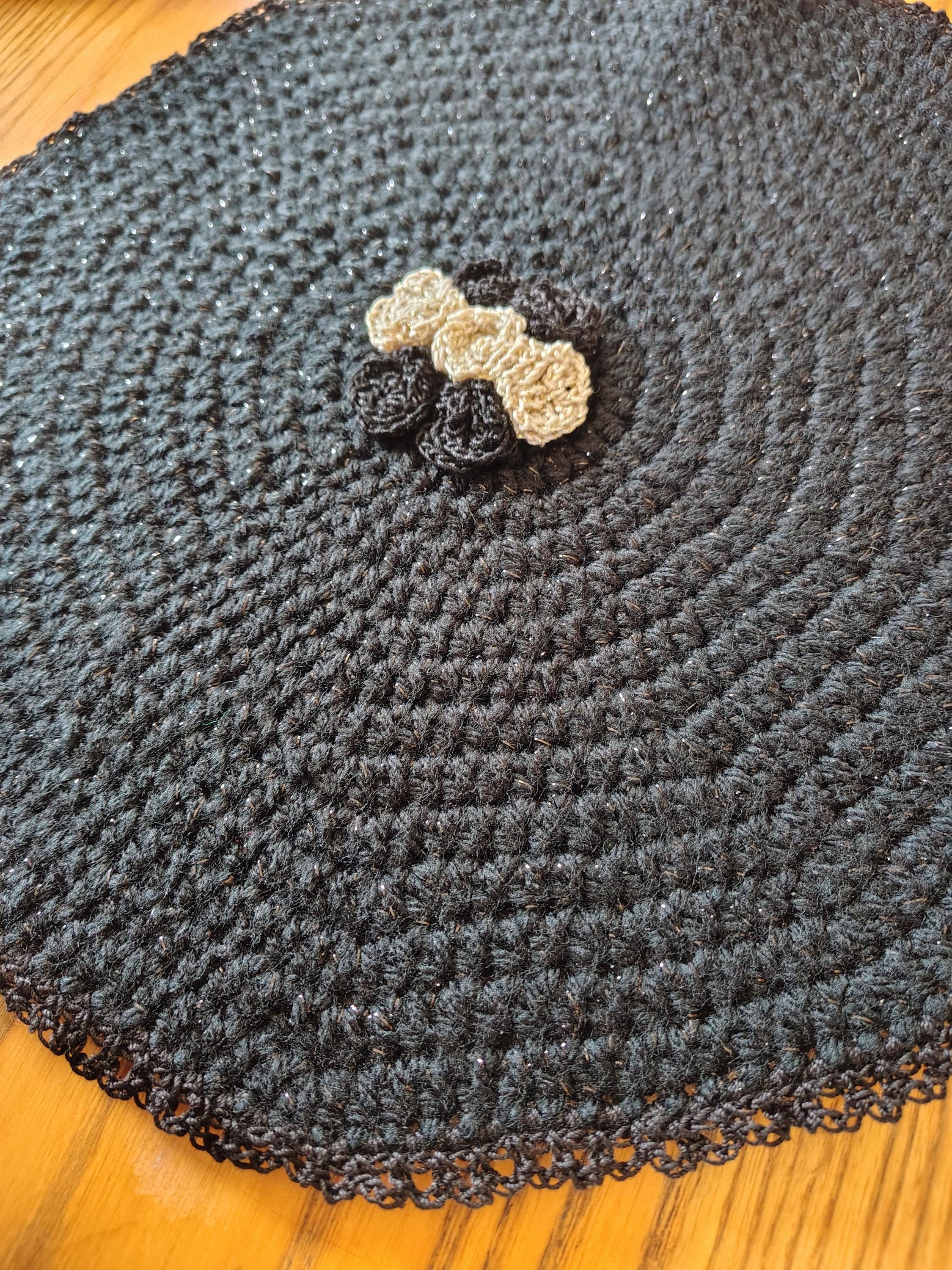 Crochet Black Altar Cloth, Ritual Spell Supplies, Witchcraft Tools - Image 1