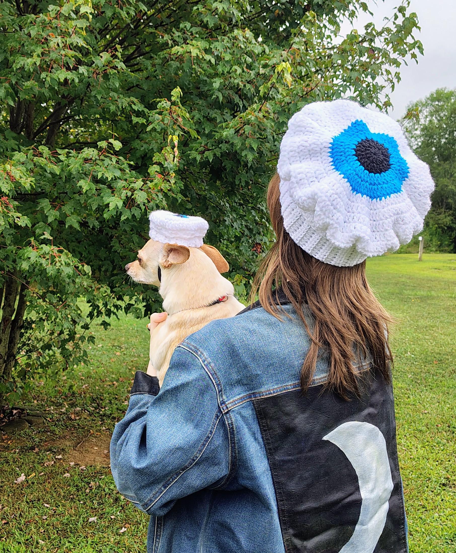 Evil Eye Crochet Hat for You and Your Familiar - Thumbnail 2