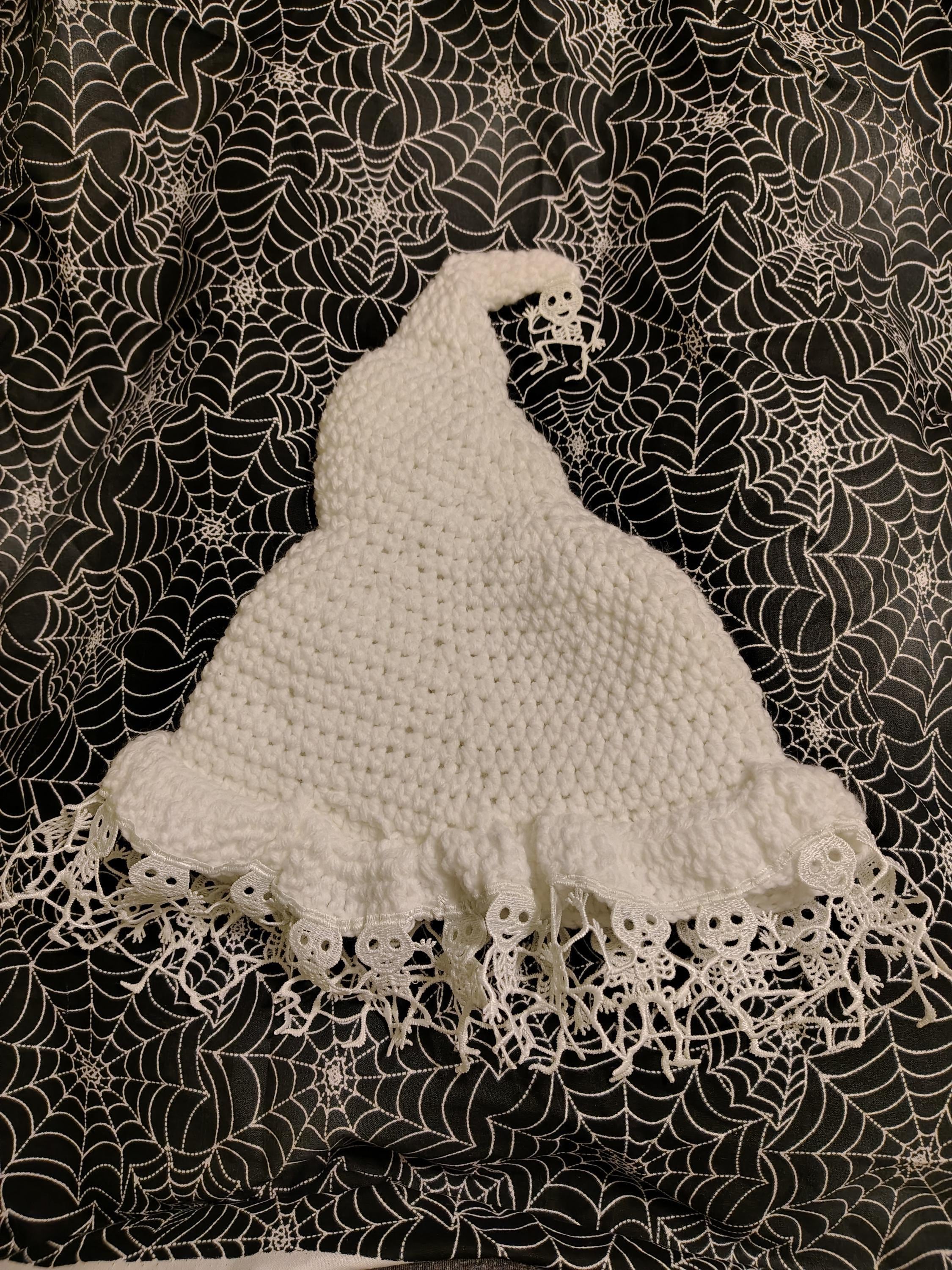 Young Witch Skeleton Witch Hat, Hand Crochet, One of a Kind, Witchy Wear - Thumbnail 2