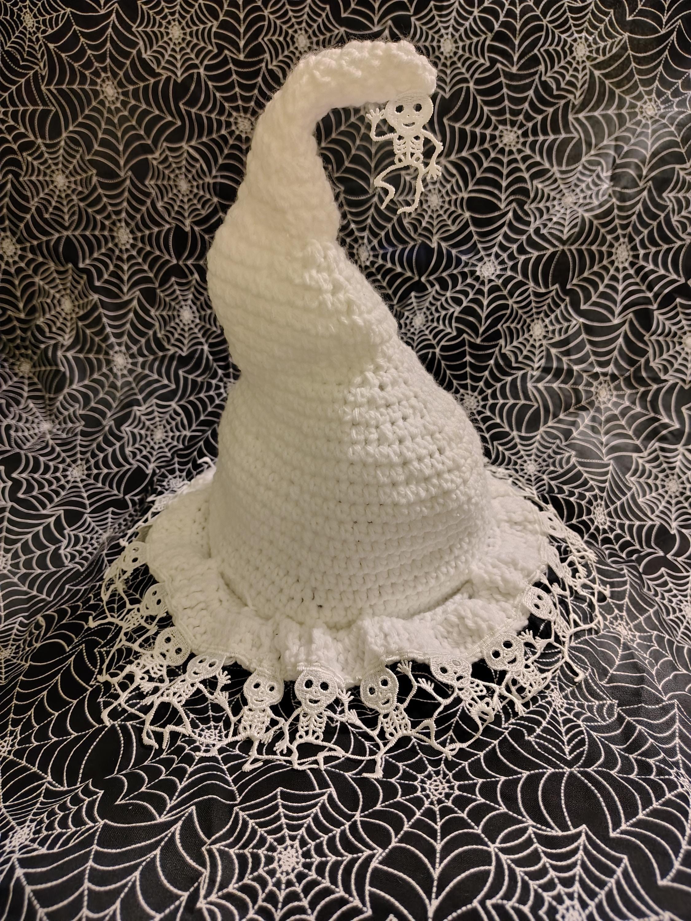 Young Witch Skeleton Witch Hat, Hand Crochet, One of a Kind, Witchy Wear - Thumbnail 4