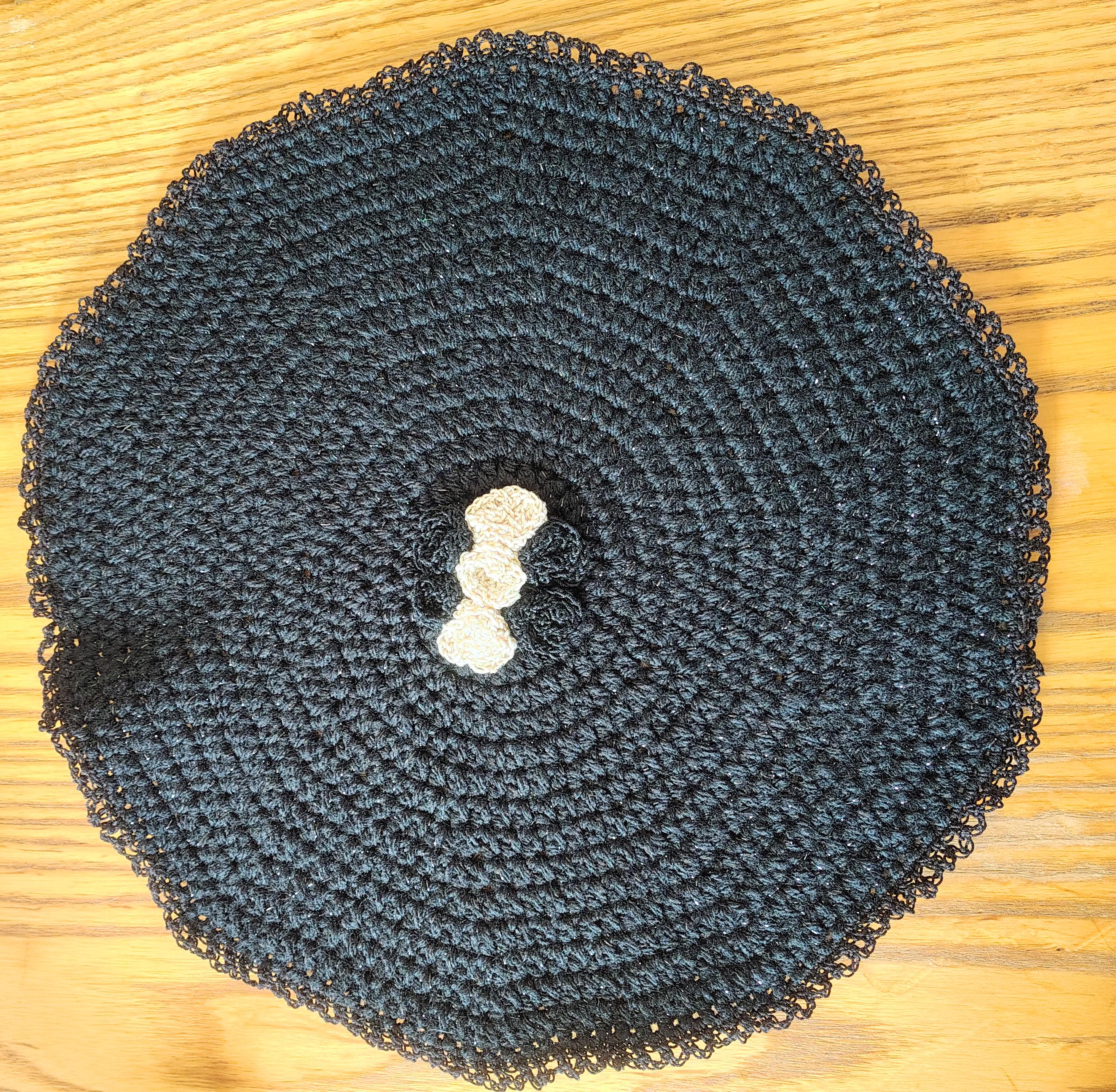 Crochet Black Altar Cloth, Ritual Spell Supplies, Witchcraft Tools - Thumbnail 5