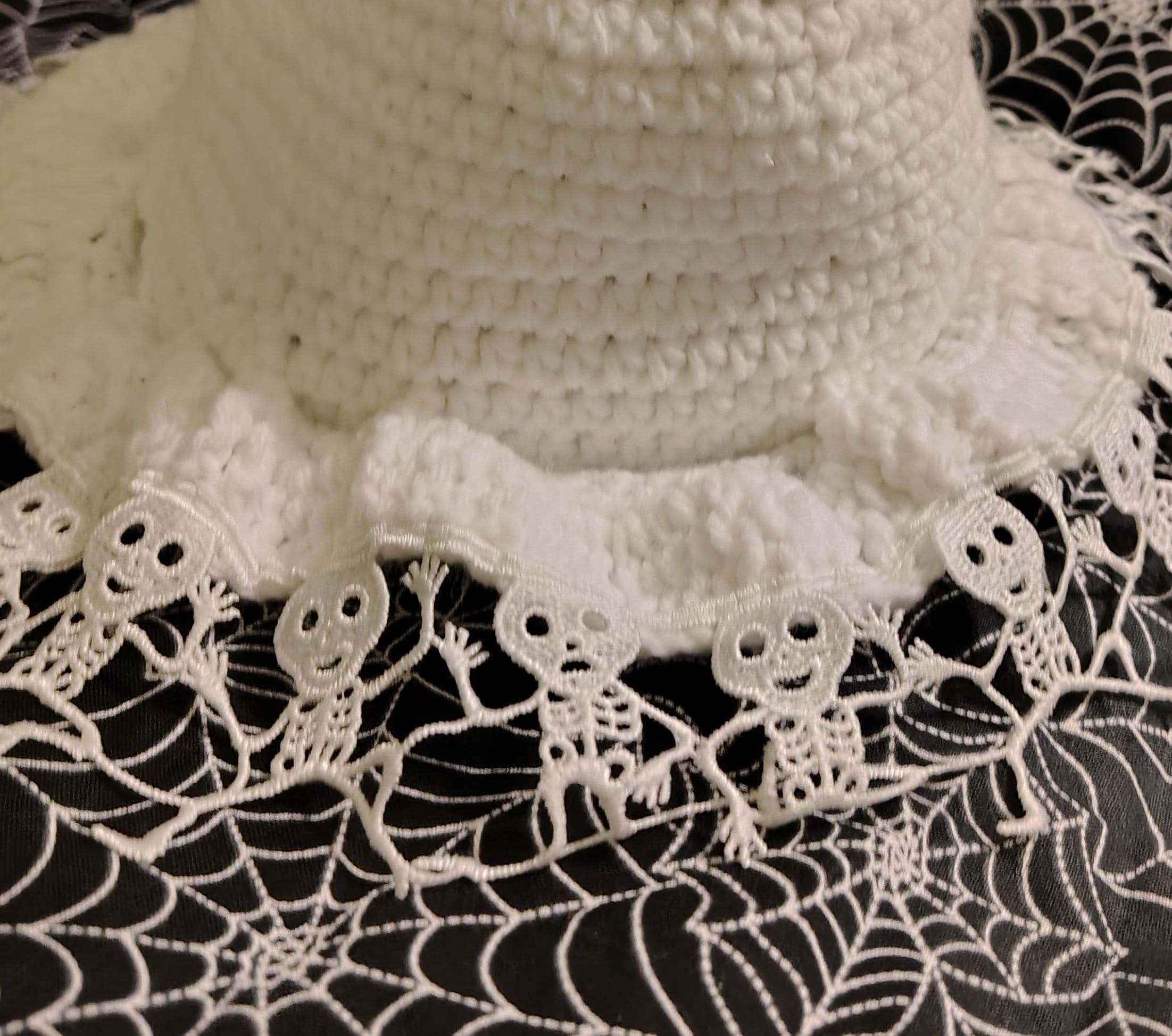 Young Witch Skeleton Witch Hat, Hand Crochet, One of a Kind, Witchy Wear - Thumbnail 3