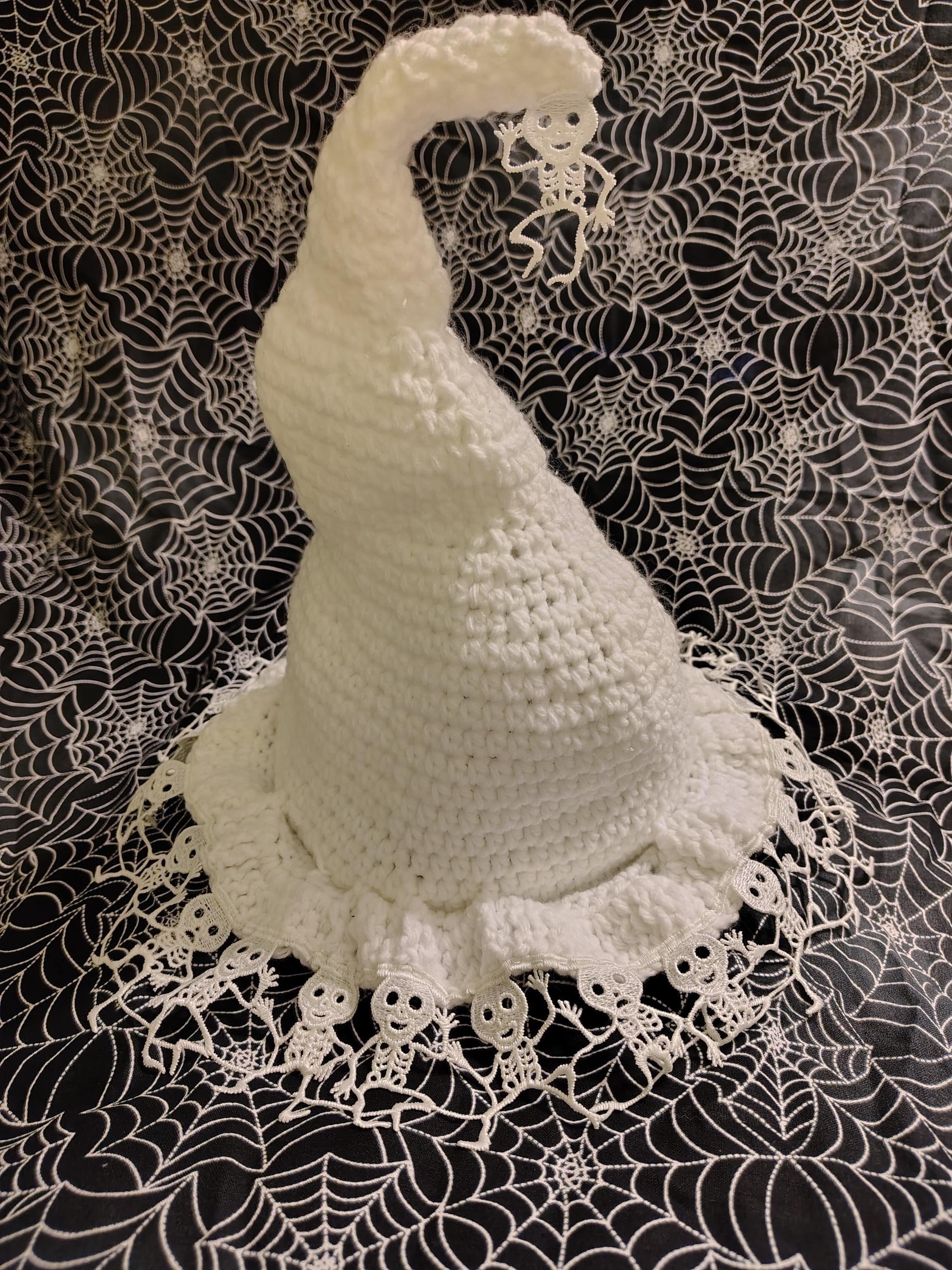 Young Witch Skeleton Witch Hat, Hand Crochet, One of a Kind, Witchy Wear - Image 1