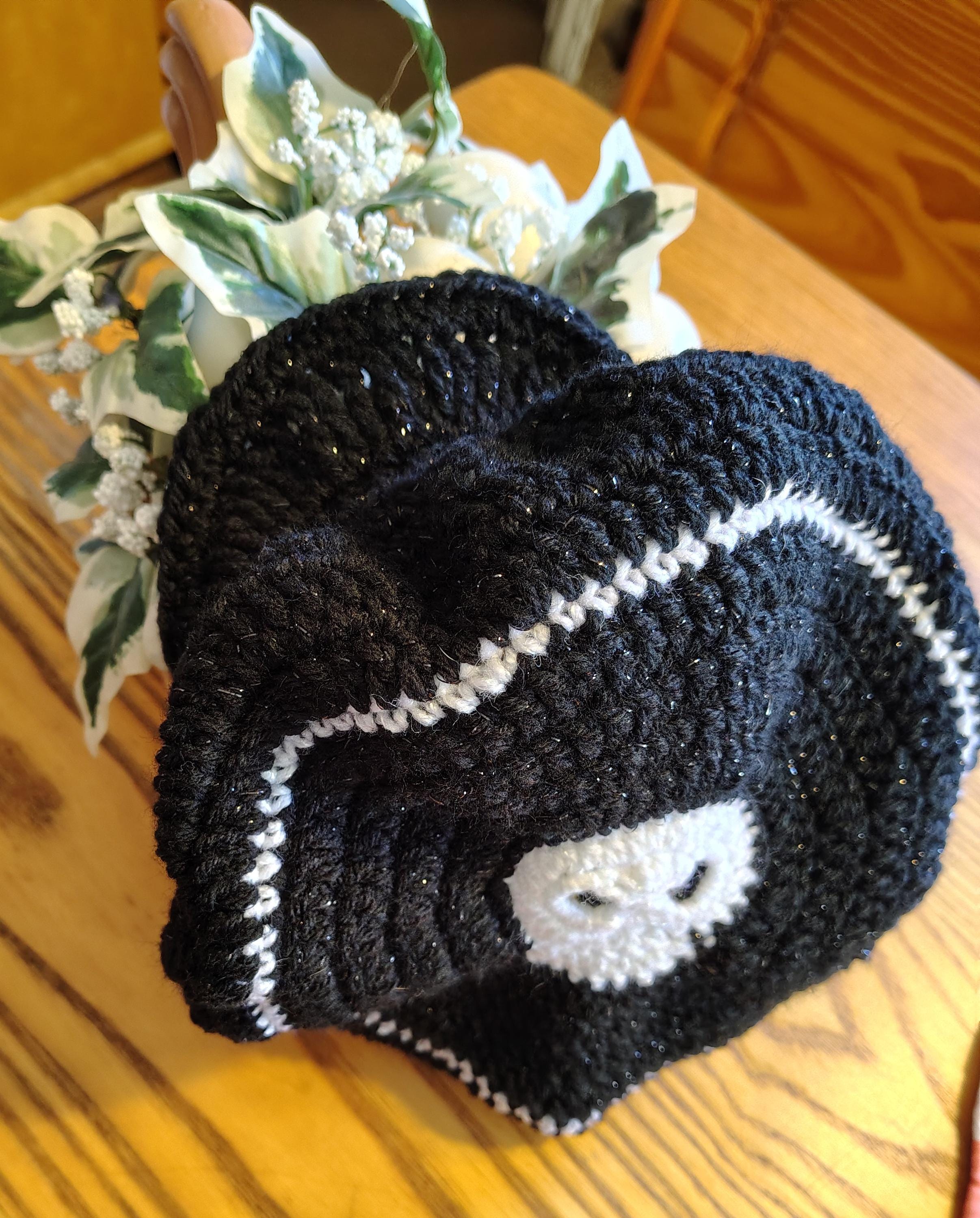 Skull Hat with Brim, Crochet Fashion Accessories - Thumbnail 2
