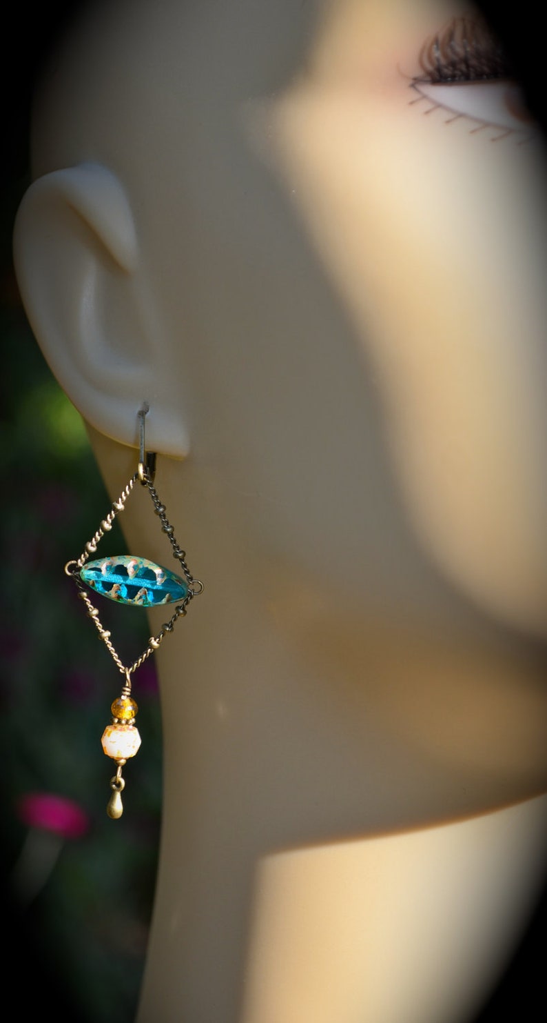 Teal Chandelier Earrings Renaissance Inspired jewelry Etsy