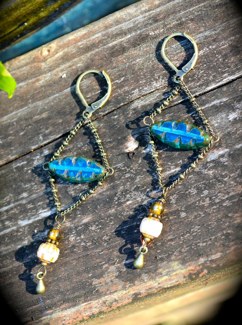Teal Chandelier Earrings Renaissance Inspired jewelry Etsy