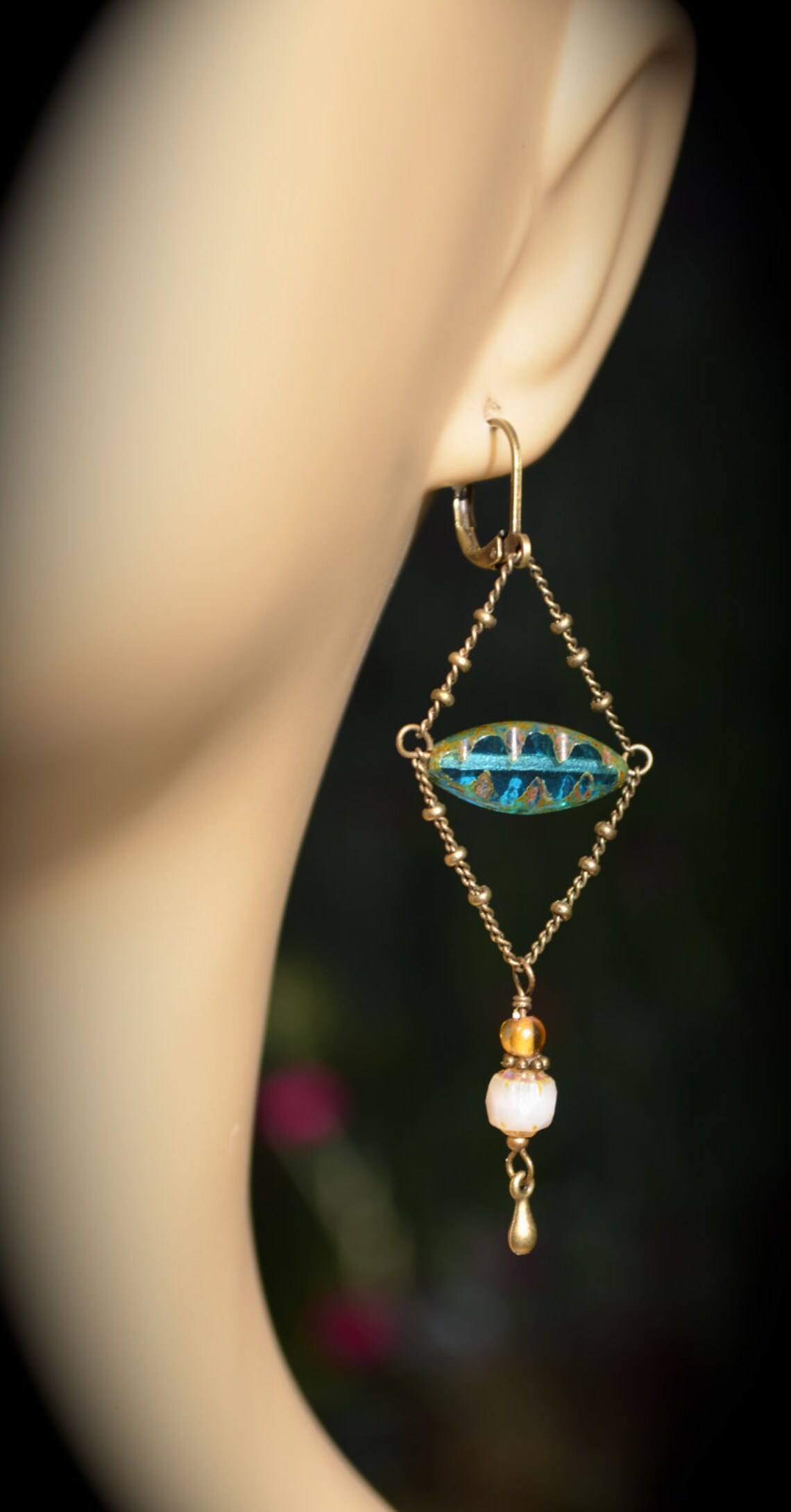 Teal Chandelier Earrings Renaissance Inspired jewelry Etsy