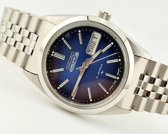 Seiko 5 automatisch polshorloge Vintage 6309 herenhorloge met blauwe wijzerplaat