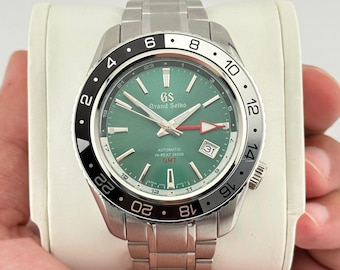 Grand Seiko Sports GMT Automatic Watch 4R35 Men's Green Dial Wristwatch