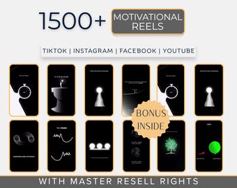 Más de 1500 reels motivacionales virales, contenido de video animado, Instagram, TikTok, cortos de YouTube PLR y MRR, reel minimalista, descarga digital