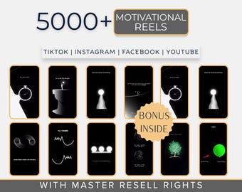 5000+ inspirerande motivationsvideor, PLR, MRR, TikTok, Instagram-videor, YouTube-shorts, framgångsmentalitet, återförsäljningsrättigheter för videoinnehåll