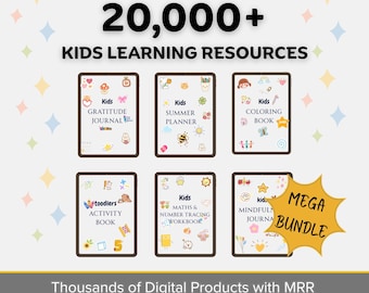 Paquete de más de 20 000 actividades de aprendizaje para niños, hojas de trabajo para el hogar y el aula, PLR, MRR, planificadores, actividades, descarga digital