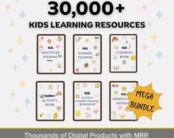 30,000+ Mega Busy Book Printable Bundle, Montessori Home school Kids Activities, PLR, MRR,  Pages Toddler Learning Binder, Digital Download