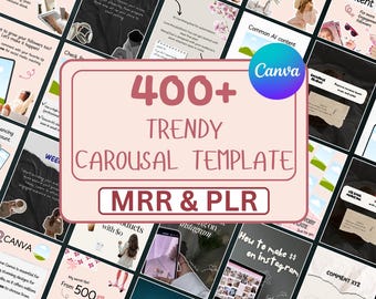 400+Neutrale Karussell Vorlagen Instagram Digital Produkt, Viral ästhetisches Karussell für TikTok, Social Media Canva Vorlagen mit MRR PLR